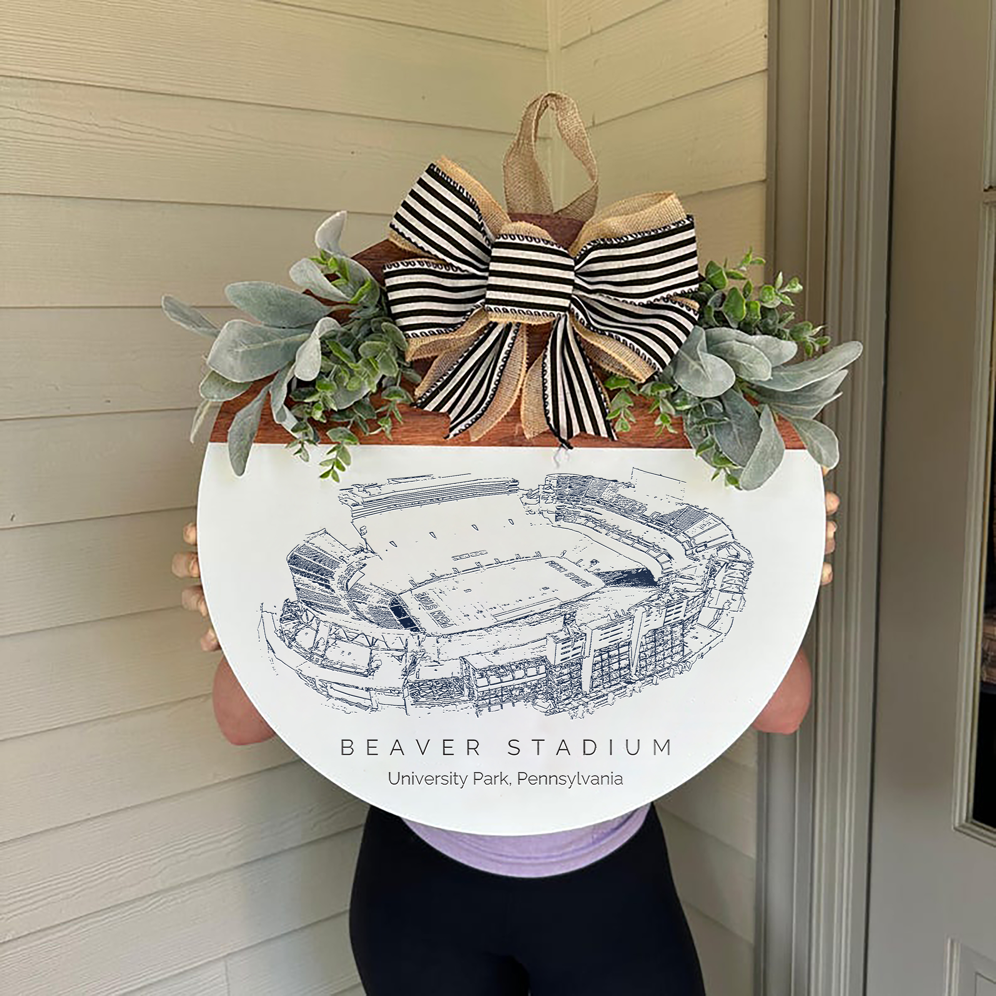 Beaver Stadium Front Door Decor, Football Family Sports Signage, Fall Door Decor