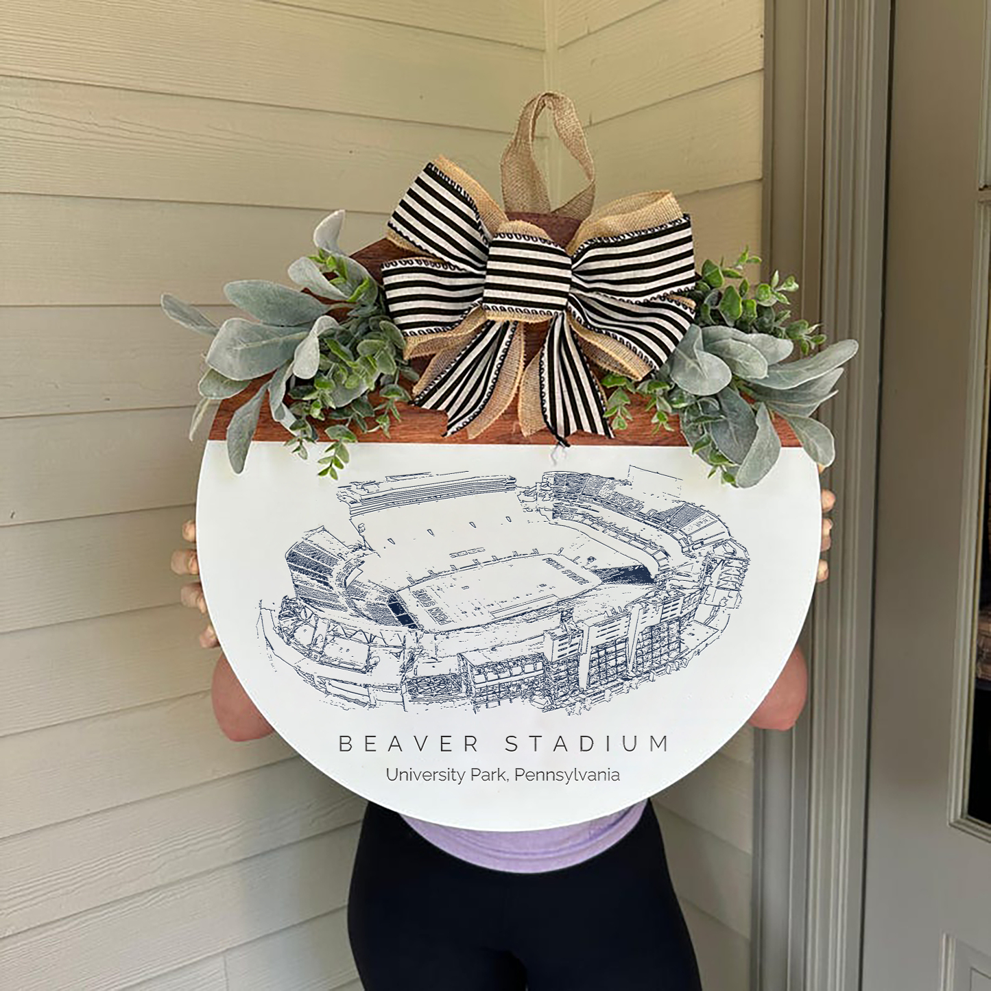 Beaver Stadium Front Door Decor, Football Family Sports Signage, Fall Door Decor