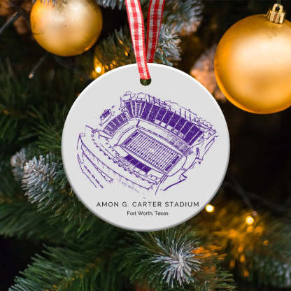 Amon G. Carter Stadium College Football Ceramic Christmas Ornament