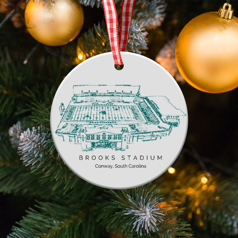 Brooks Stadium College Football Ceramic Christmas Ornament