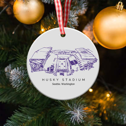 Husky Stadium College Football Ceramic Christmas Ornament