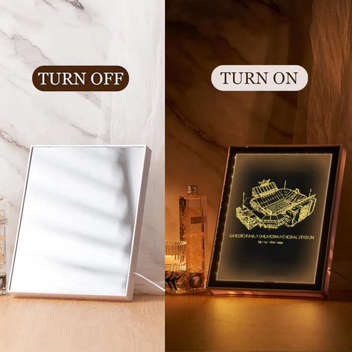 Gaylord Family Oklahoma Memorial Stadium Art Frame LED Mirror Light