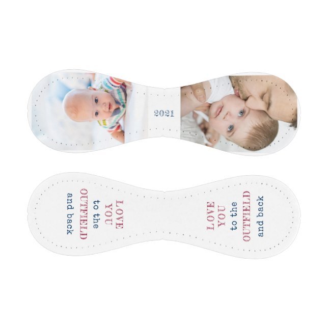 Love you to the Outfield and Back White Photo Baseball