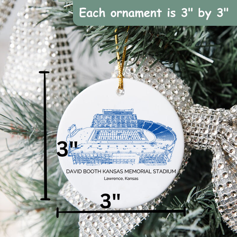 David Booth Kansas Memorial Stadium College Football Ceramic Christmas Ornament