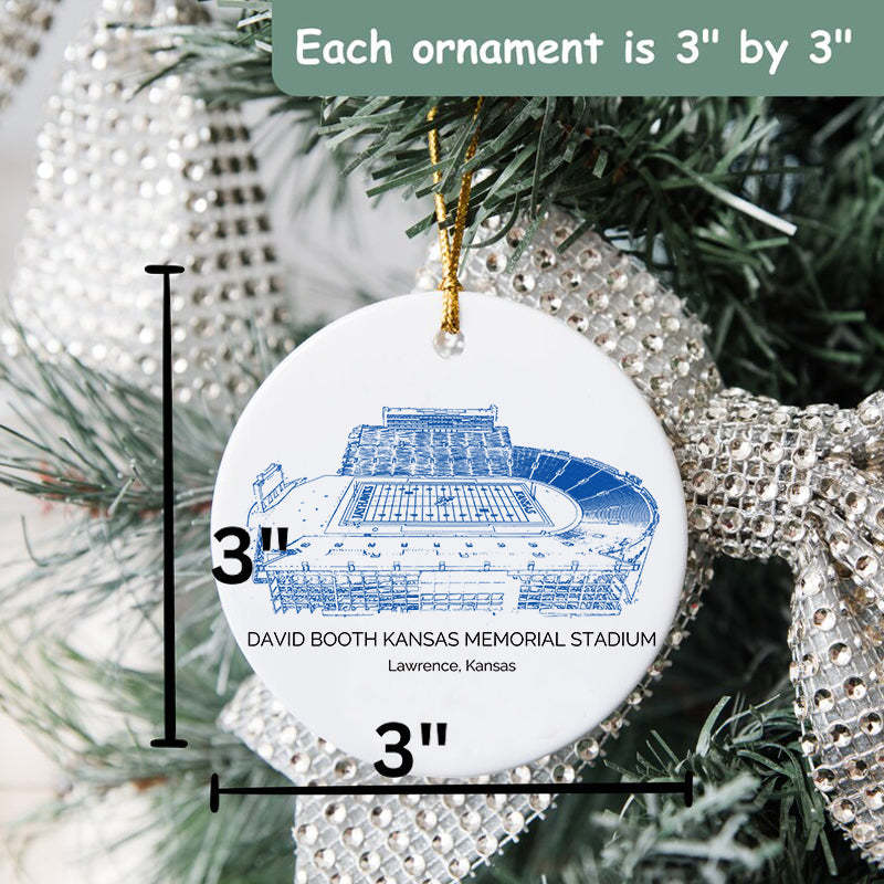 David Booth Kansas Memorial Stadium College Football Ceramic Christmas Ornament
