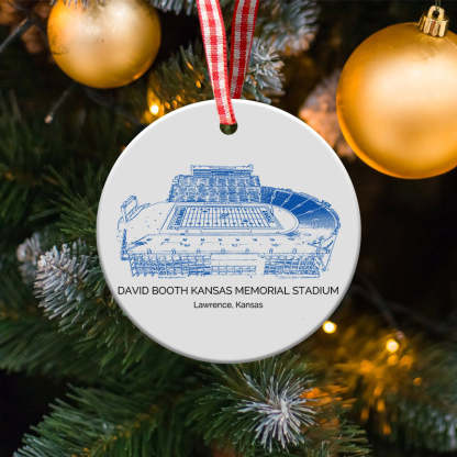 David Booth Kansas Memorial Stadium College Football Ceramic Christmas Ornament