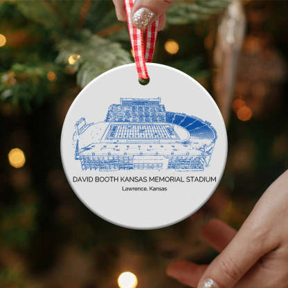 David Booth Kansas Memorial Stadium College Football Ceramic Christmas Ornament