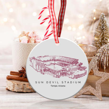 Mountain America Stadium College Football Ceramic Christmas Ornament