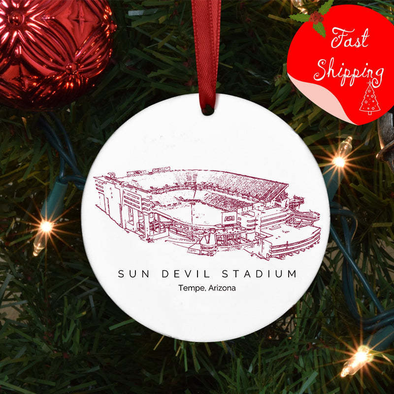 Mountain America Stadium College Football Ceramic Christmas Ornament
