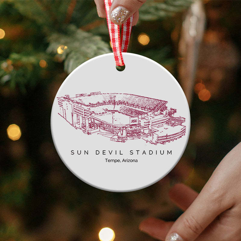 Mountain America Stadium College Football Ceramic Christmas Ornament