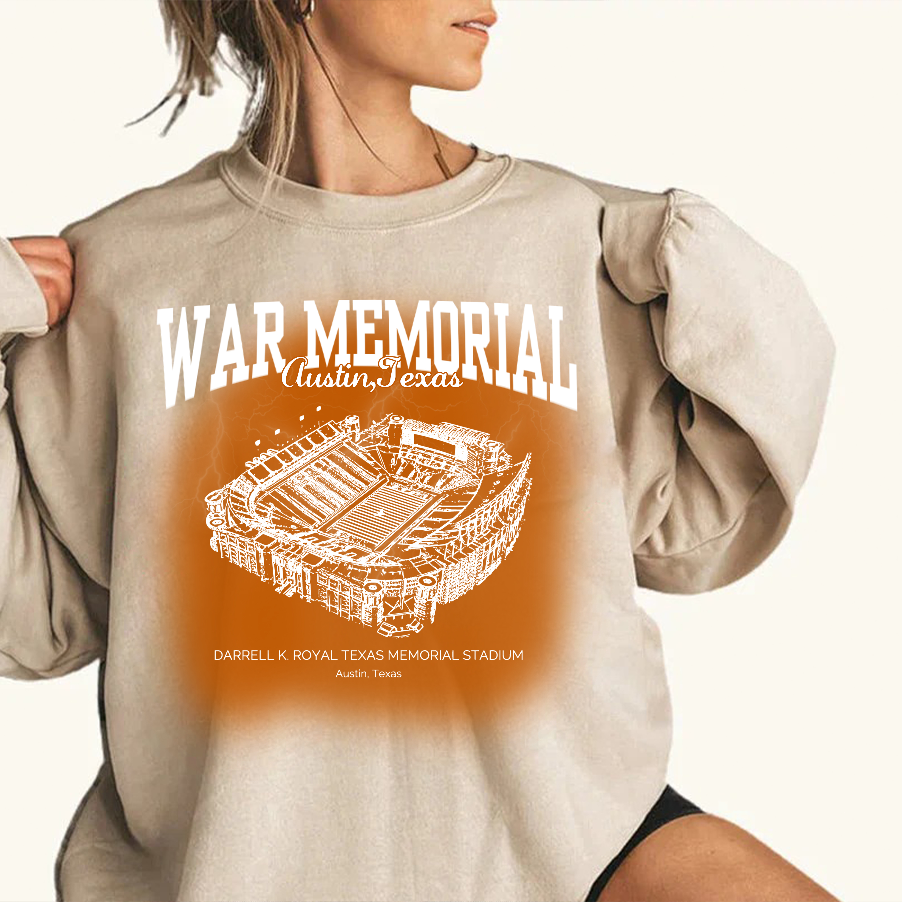 Retro Darrell K Royal–Texas Memorial Stadium - Texas Longhorns football Printing Unisex Crewneck Sweatshirt