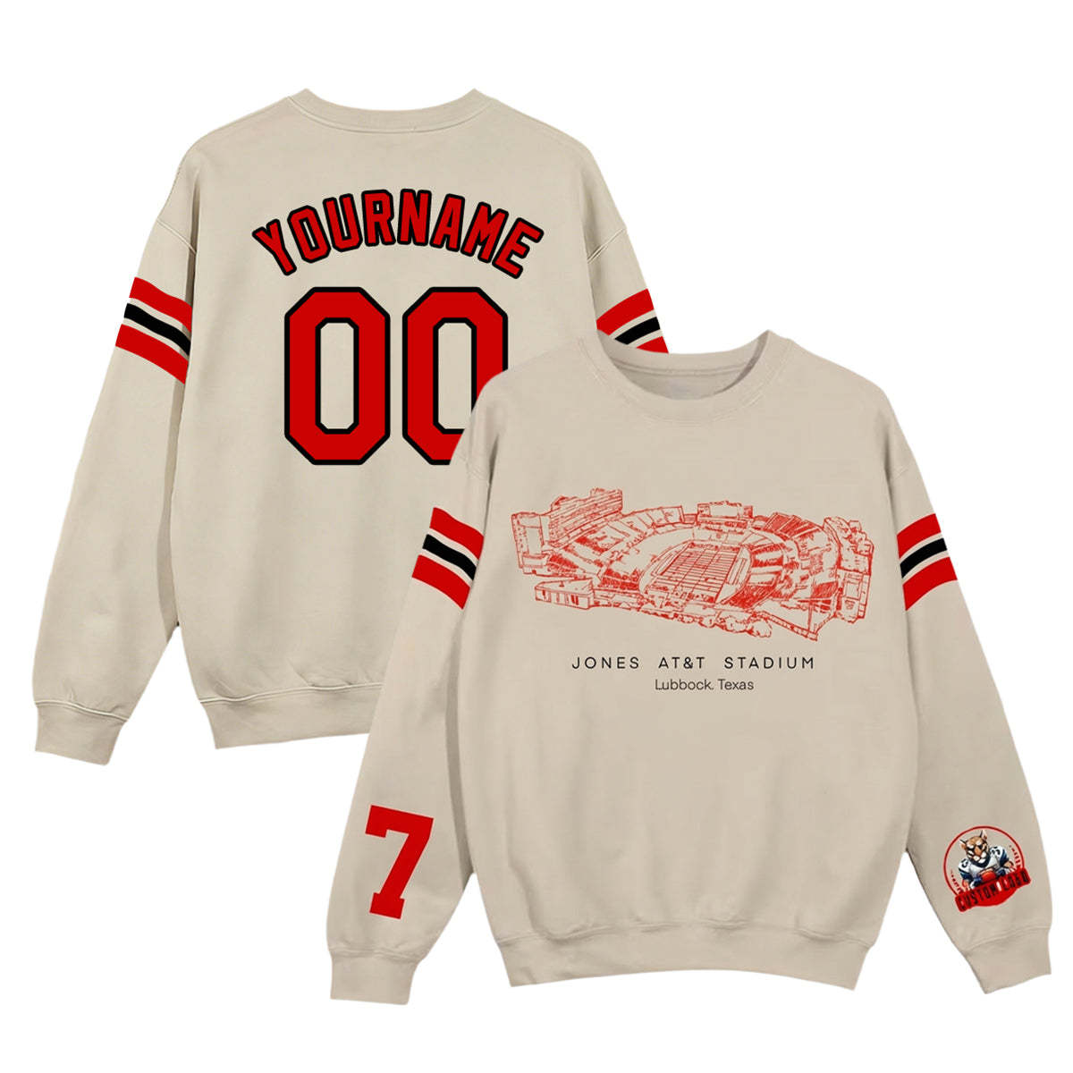 Custom Stadium Sweatshirt-Texas Tech Red Raiders football-College Football Sweatshirt