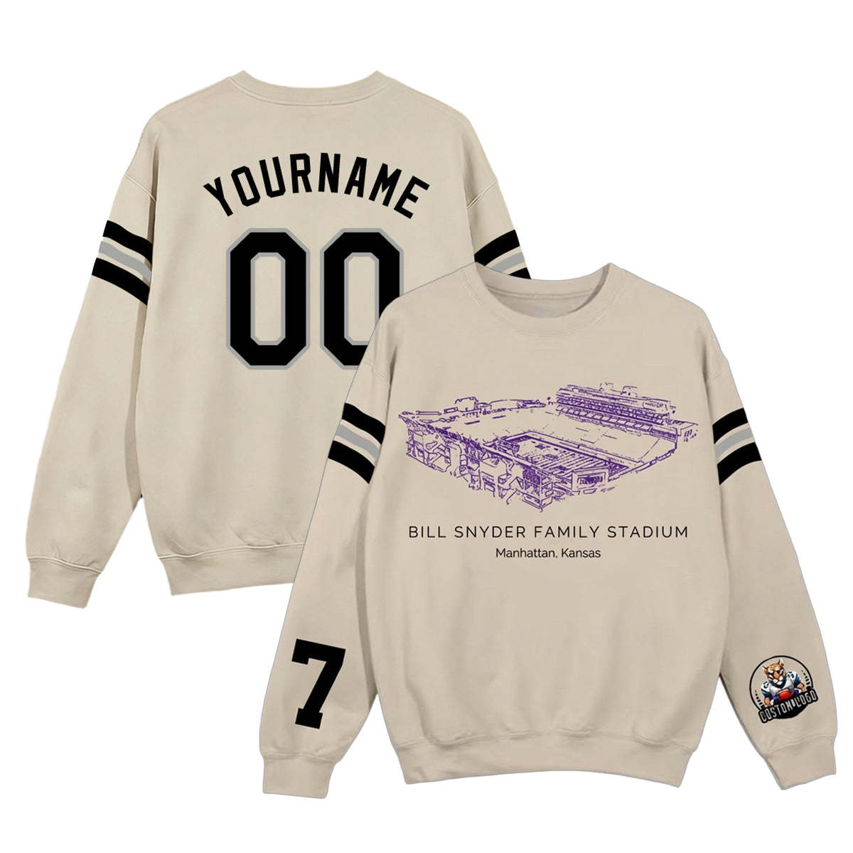 Custom Stadium Sweatshirt-Kansas State Wildcats football-College Football Sweatshirt