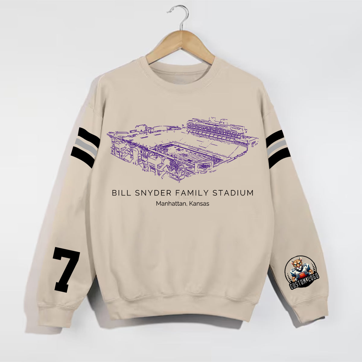 Custom Stadium Sweatshirt-Kansas State Wildcats football-College Football Sweatshirt