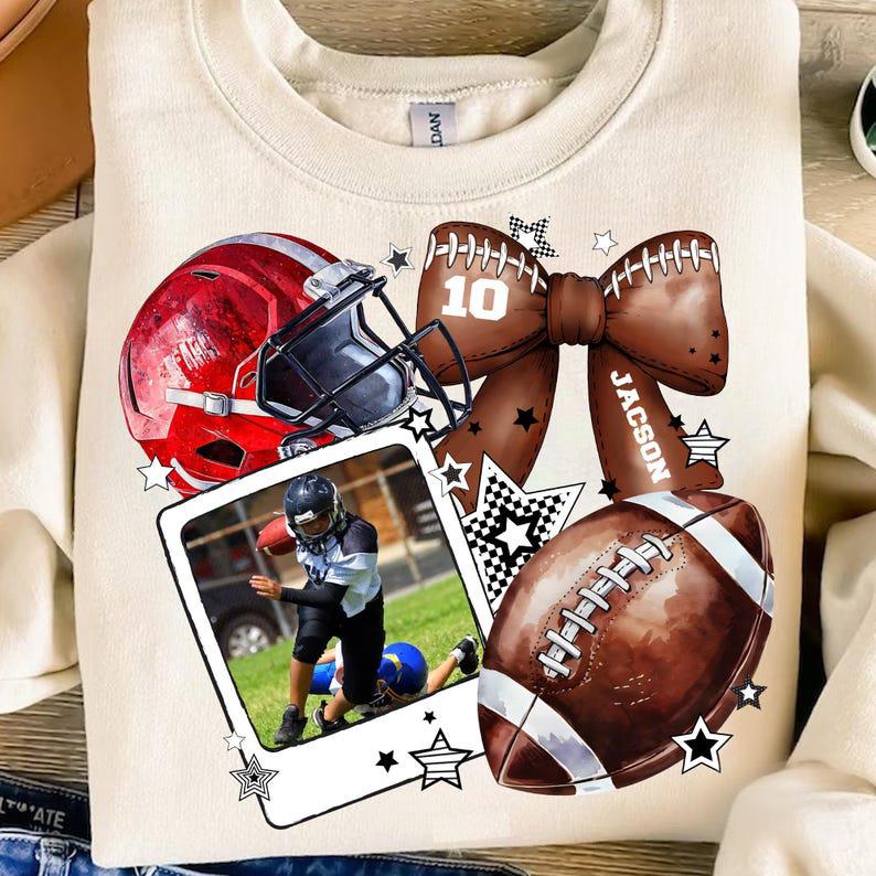 Custom Football Moment Sports T-Shirts With Photo, Name And Number