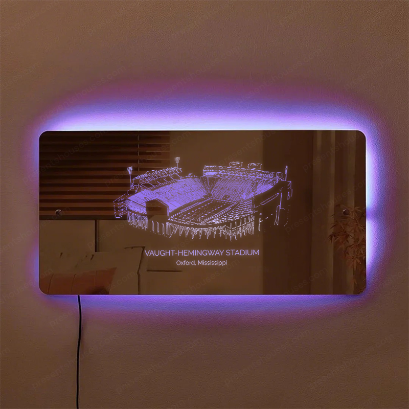Vaught-Hemingway Pickens Family Oklahoma Memorial Stadium Mirror Light-Gifts For Sports Lovers