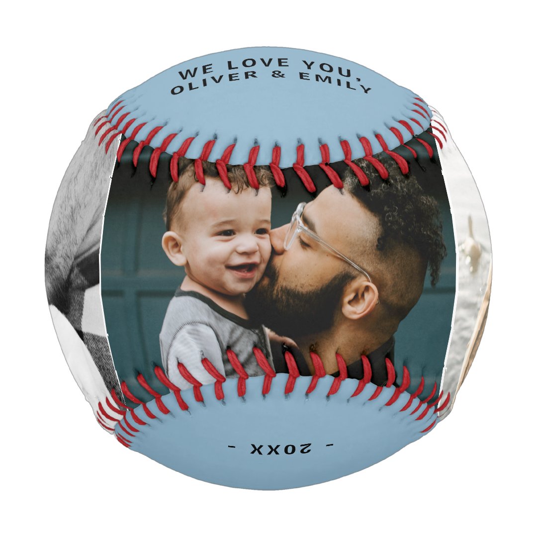 Daddy Dusty Blue Father`s Day 3 Photo Collage Baseball