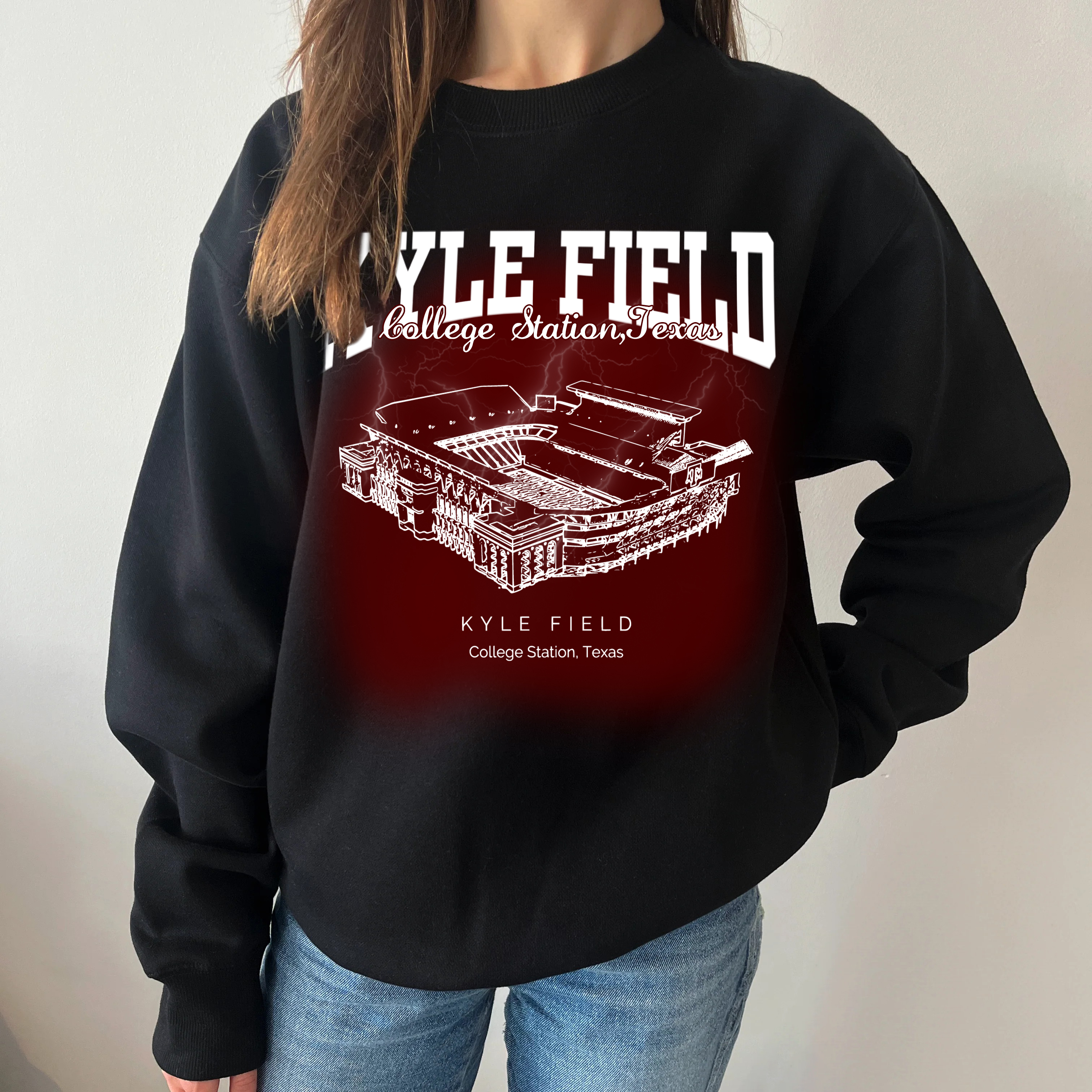 Retro Kyle Field Printing Unisex Crewneck Hoodie