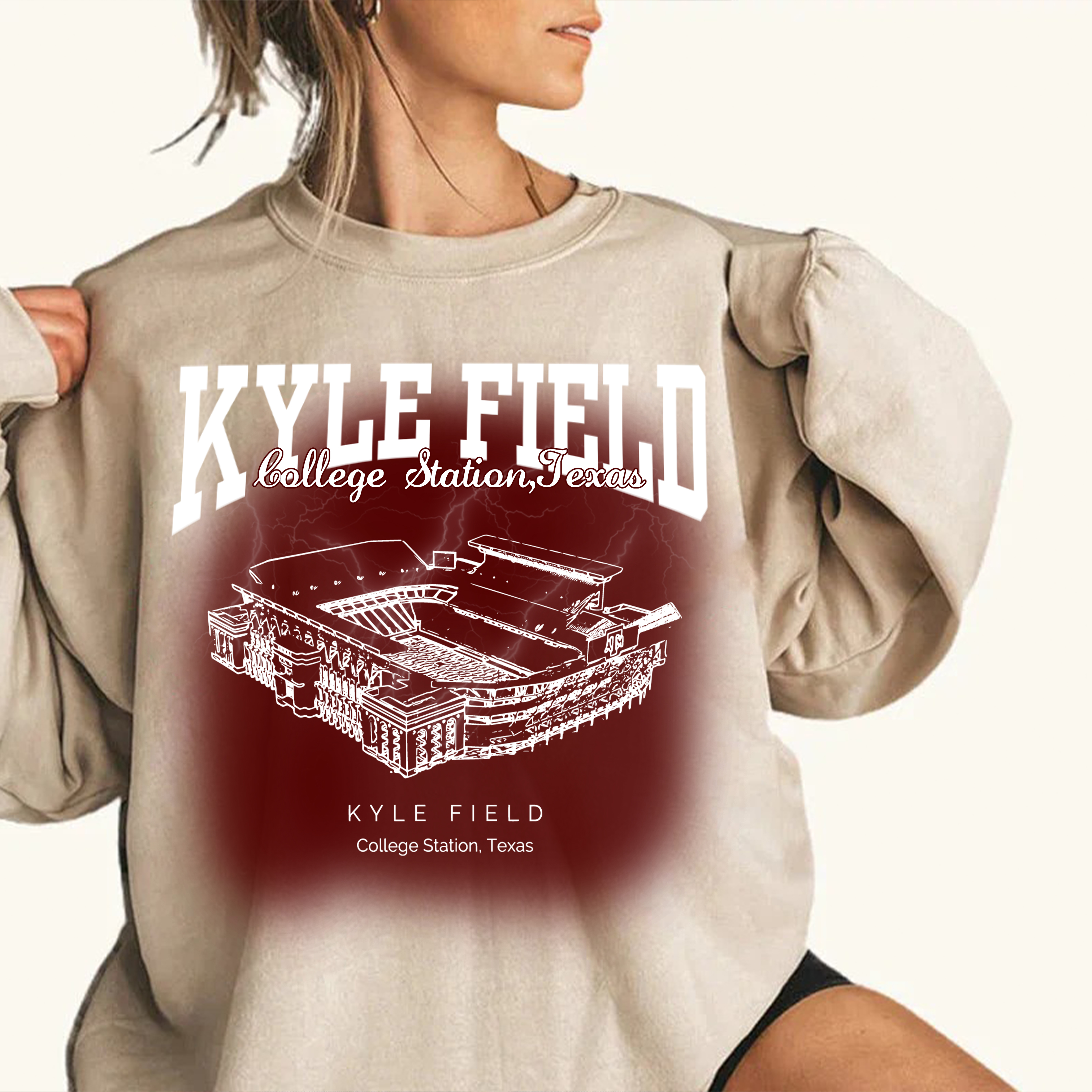 Retro Kyle Field Printing Unisex Crewneck Hoodie