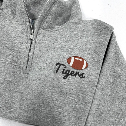 Custom Embroidered Vintage Zipper Hoodie With Sports Icon