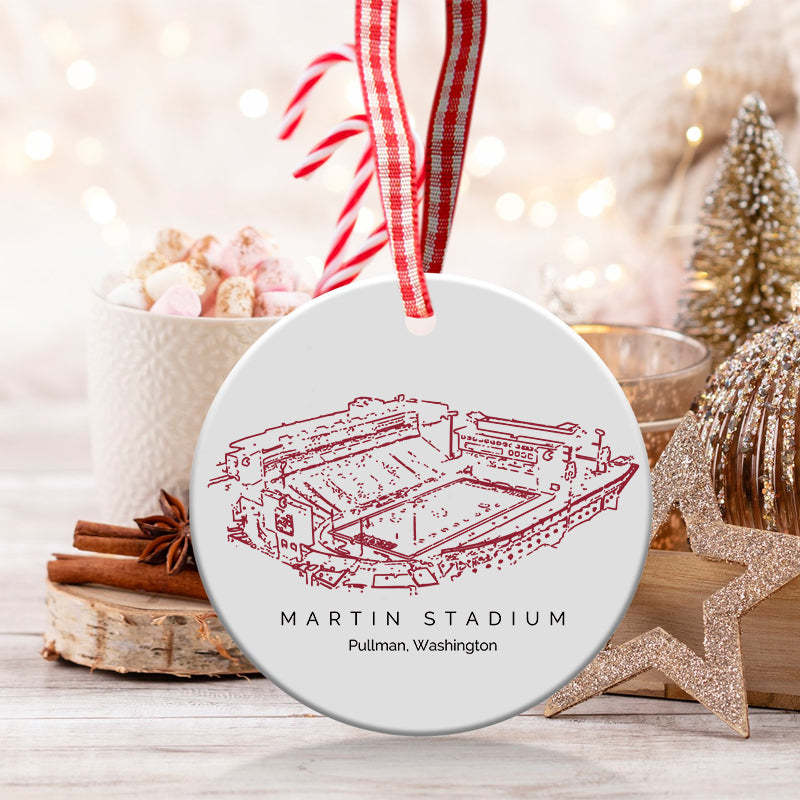 Martin Stadium College Football Ceramic Christmas Ornament