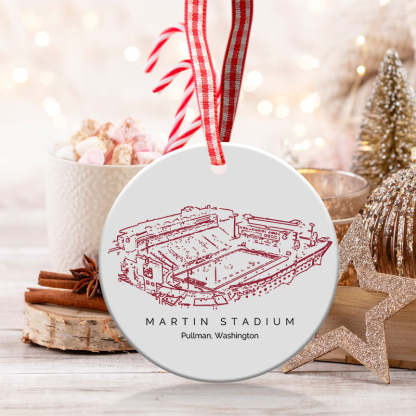 Martin Stadium College Football Ceramic Christmas Ornament