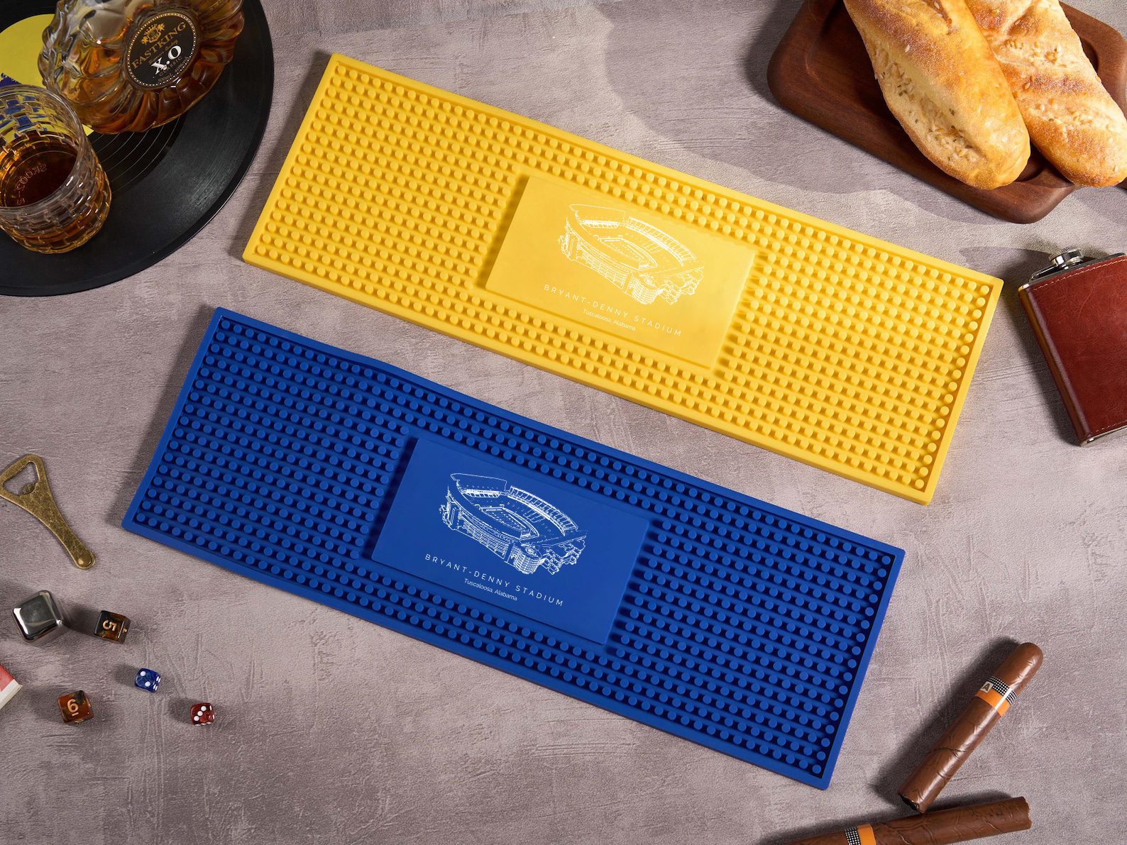 Customized Bryant-Denny Stadium Printed Simple Square Bar Mats, Bar Accessories, Coffee Bar Mats, Daddy Bar Table Runners