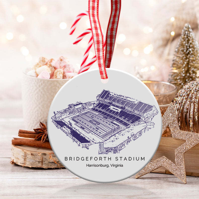 Bridgeforth Stadium College Football Ceramic Christmas Ornament
