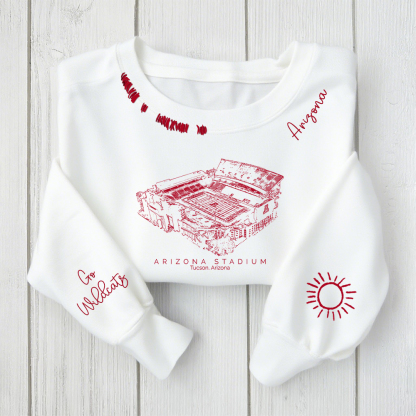 Arizona Stadium - University of Arizona Wildcats Alumni Distressed Monogram Chain Stitch Sweatshirt - Vintage Class of 2025 Hoodie