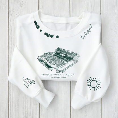 Bridgeforth Stadium - JMU Dukes Football Distressed Monogram Chain Stitch Sweatshirt - Vintage Fan Hoodie