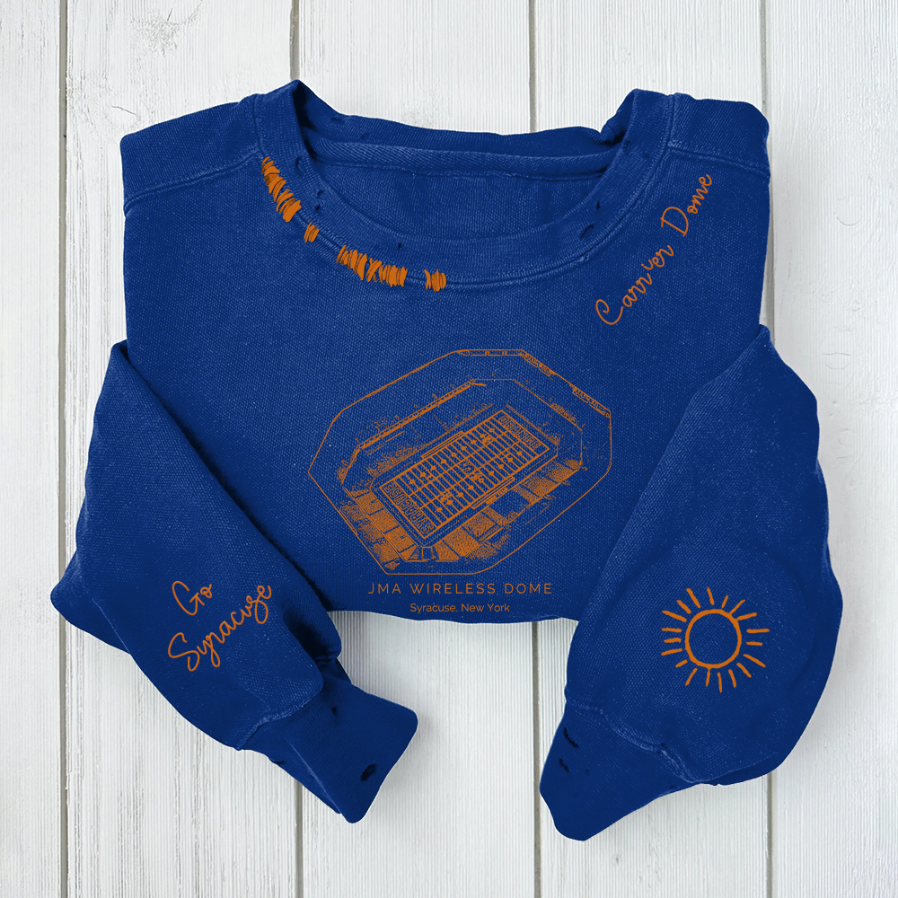 JMA Wireless Dome-Syracuse Orange Alumni Distressed Monogram Chain Stitch Sweatshirt-Vintage Class of 2025 Hoodie