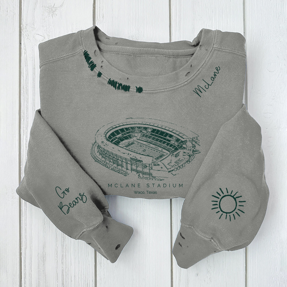 McLane Stadium-Baylor Bears Alumni Distressed Monogram Chain Stitch Sweatshirt-Vintage Class of 2025 Hoodie