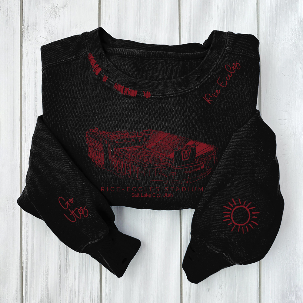 Rice-Eccles Stadium-Utah Utes Alumni Distressed Monogram Chain Stitch Sweatshirt-Vintage Class of 2025 Hoodie