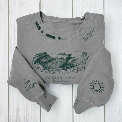 Autzen Stadium-Oregon Ducks Alumni Distressed Monogram Chain Stitch Sweatshirt-Vintage Class of 2025 Hoodie