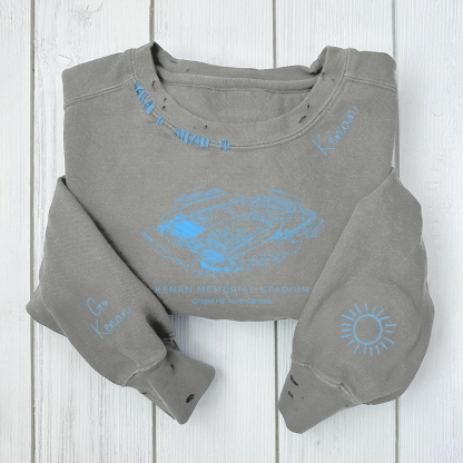 Kenan Memorial Stadium-North Carolina Tar Heels Alumni Distressed Monogram Chain Stitch Sweatshirt-Vintage Class of 2025 Hoodie