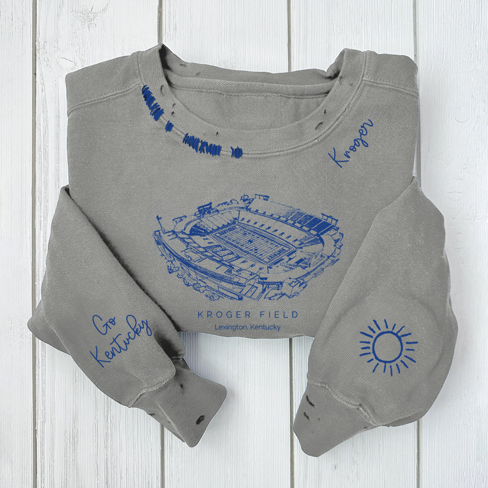 Kroger Field-Kentucky Wildcats Alumni Distressed Monogram Chain Stitch Sweatshirt-Vintage Class of 2025 Hoodie 