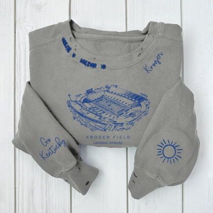Kroger Field-Kentucky Wildcats Alumni Distressed Monogram Chain Stitch Sweatshirt-Vintage Class of 2025 Hoodie 