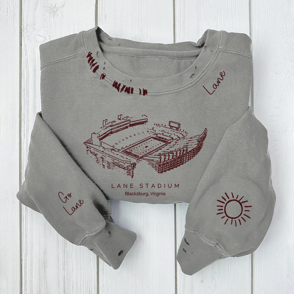 Lane Stadium-Virginia Tech Hokies Alumni Distressed Monogram Chain Stitch Sweatshirt-Vintage Class of 2025 Hoodie