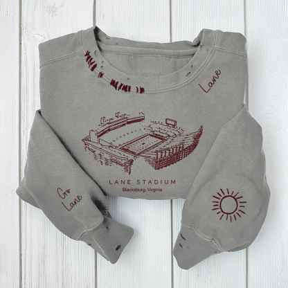 Lane Stadium-Virginia Tech Hokies Alumni Distressed Monogram Chain Stitch Sweatshirt-Vintage Class of 2025 Hoodie