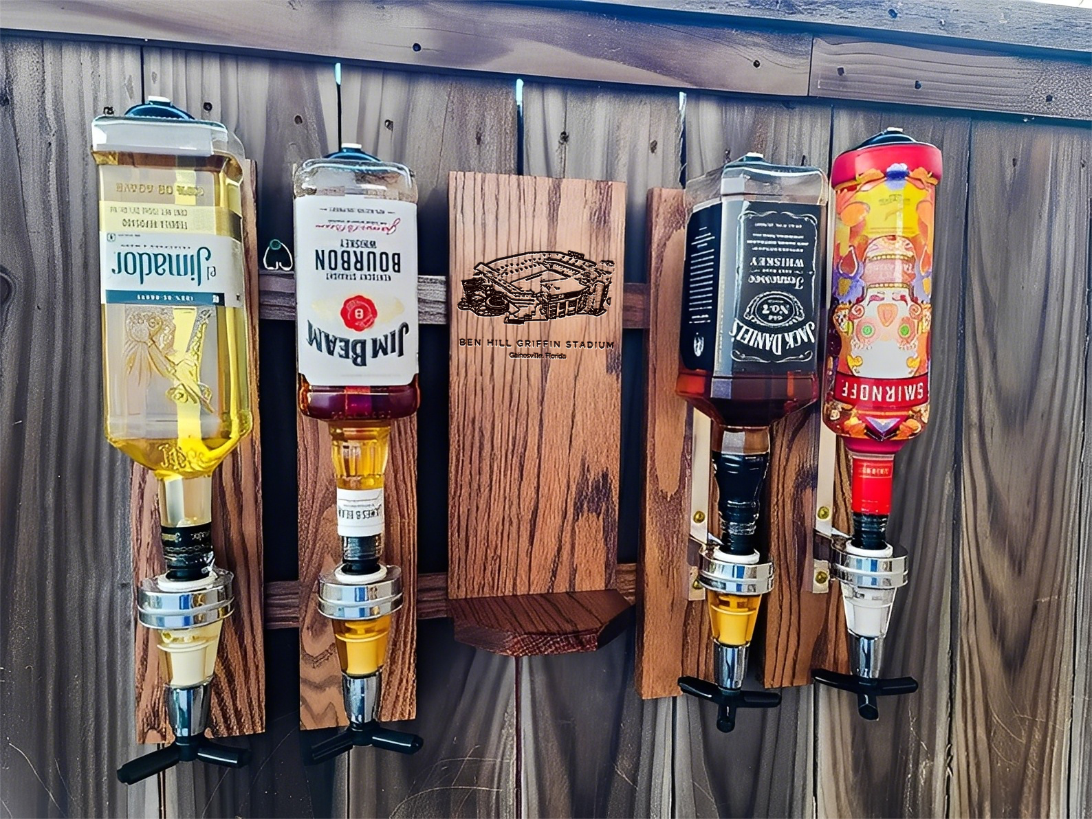 Wall Mounted Liquor Dispenser - Personalized Ben Hill Griffin Stadium Whiskey, Tequila And Bourbon Dispenser For Bar Decor