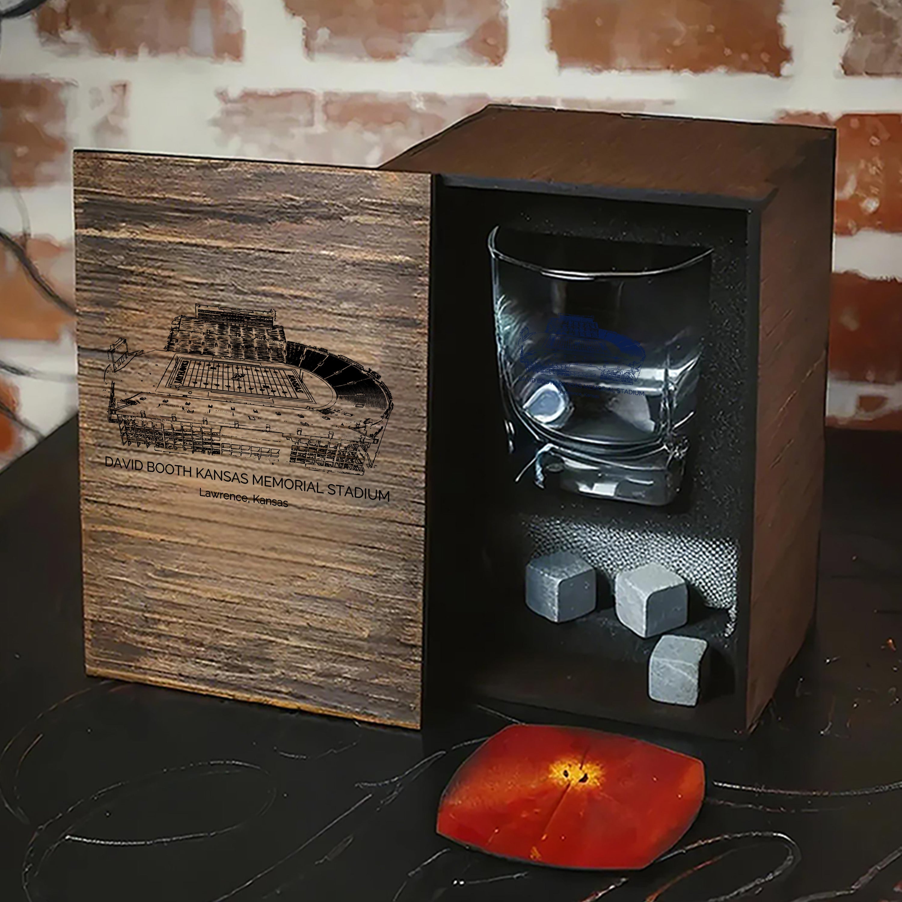 David Booth Kansas Memorial Stadium - Kansas Jayhawks Whiskey Cup Set Series