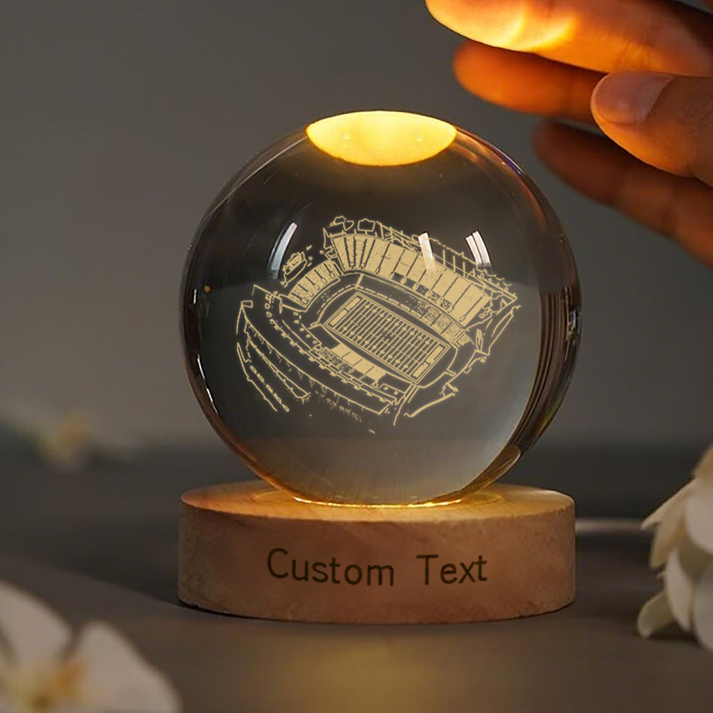 Amon G. Carter Stadium 3D Spherical Crystal Lamp