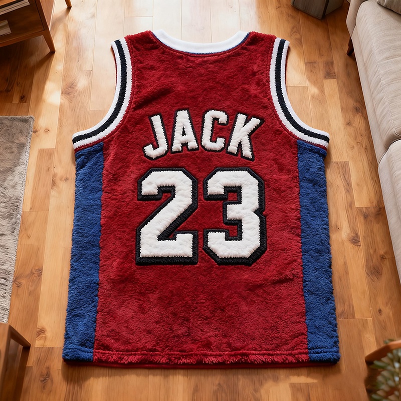 Personalized Basketball Jersey Rug With Custom Name And Number For Fans And Players