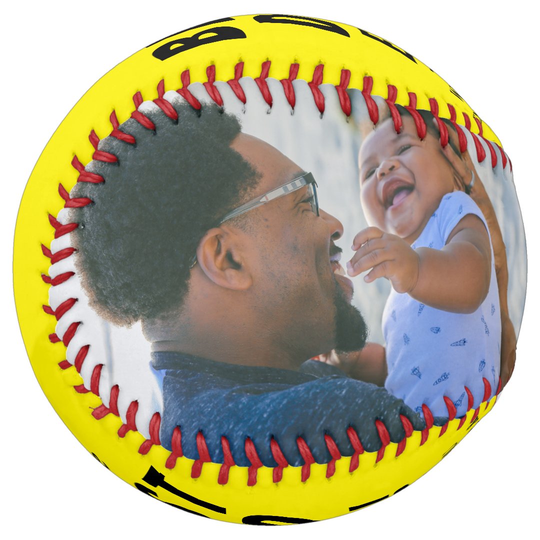 Yellow Best Dad Ever 2 Photo Collage Softball