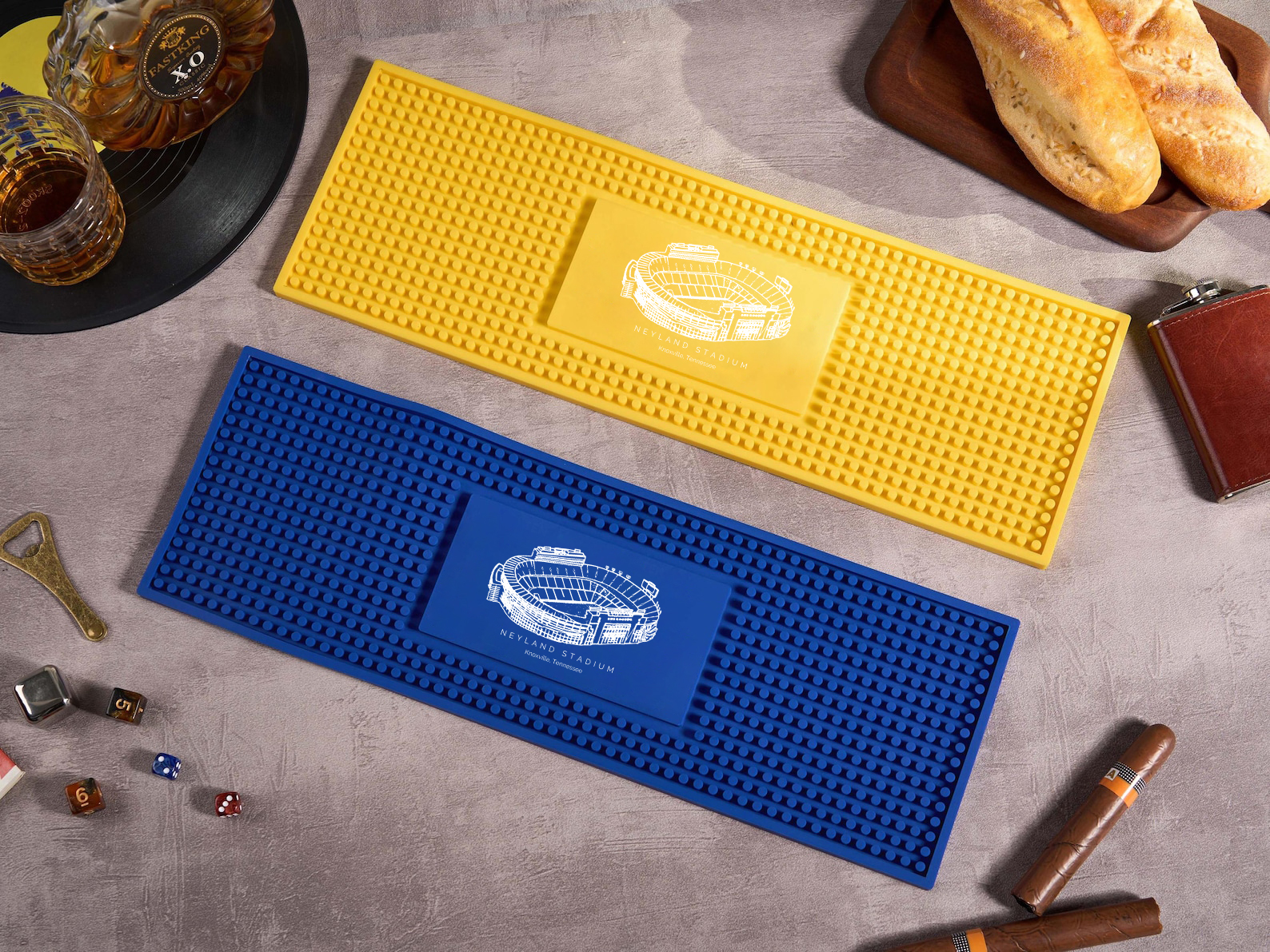 Customized Neyland Stadium Printed Simple Square Bar Mats, Bar Accessories, Coffee Bar Mats, Daddy Bar Table Runners