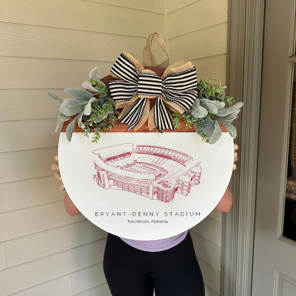 Bryant-Denny Stadium Front Door Decor, Football Family Sports Signage, Fall Door Decor