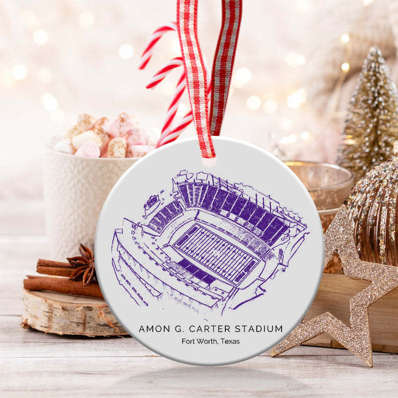 Amon G. Carter Stadium College Football Ceramic Christmas Ornament