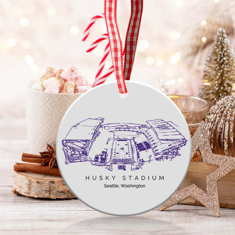Husky Stadium College Football Ceramic Christmas Ornament