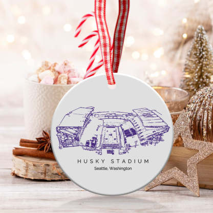 Husky Stadium College Football Ceramic Christmas Ornament