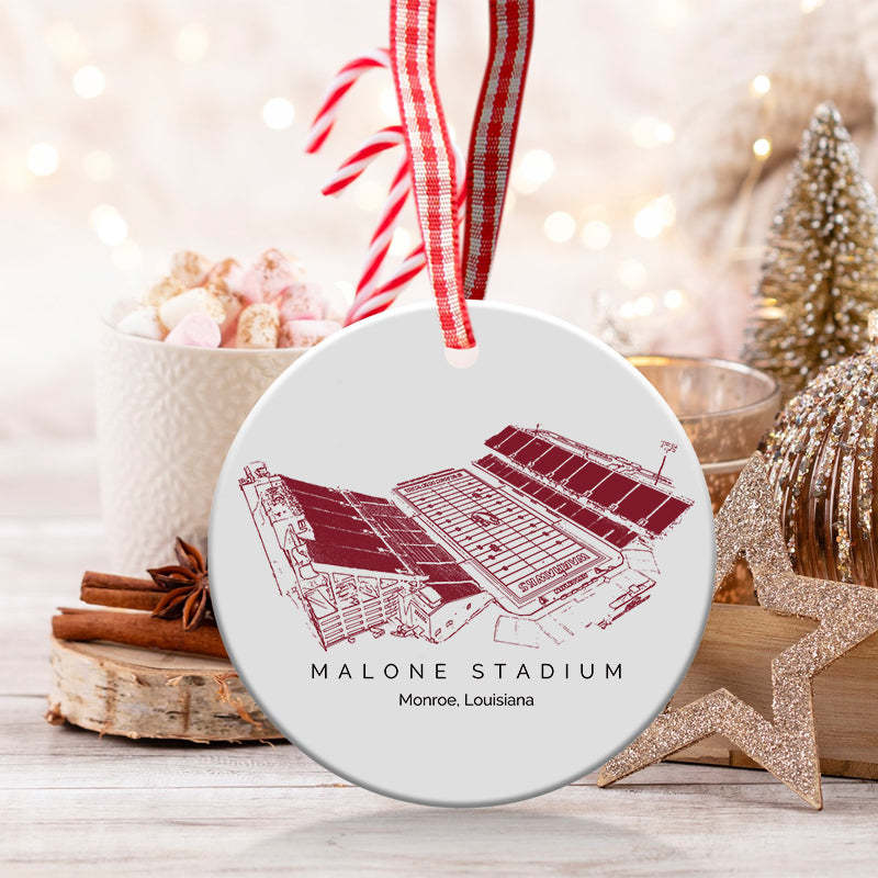 Malone Stadium College Football Ceramic Christmas Ornament